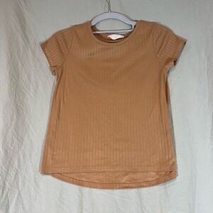 Bkind Girls Ribbed Short Sleeve‎ High Low Top Camel Brown Size 10